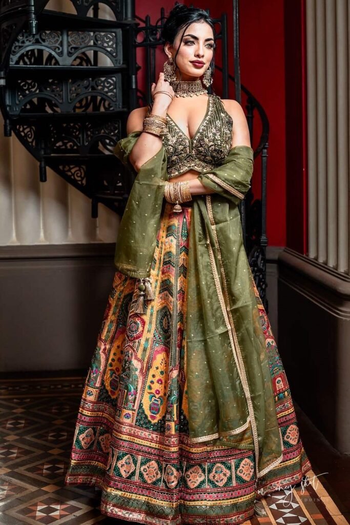 Regal Green and Gold Embroidered Lehenga Set