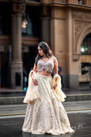Ivory & Silver Embellished Bridal Lehenga Set